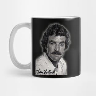 Tom Selleck Image in Grayscale Mug